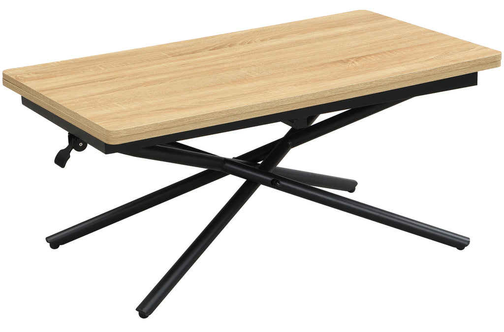 Mesa Centro Elevable y Extensible Katy 100x57 - 114 cm Oak / Negro