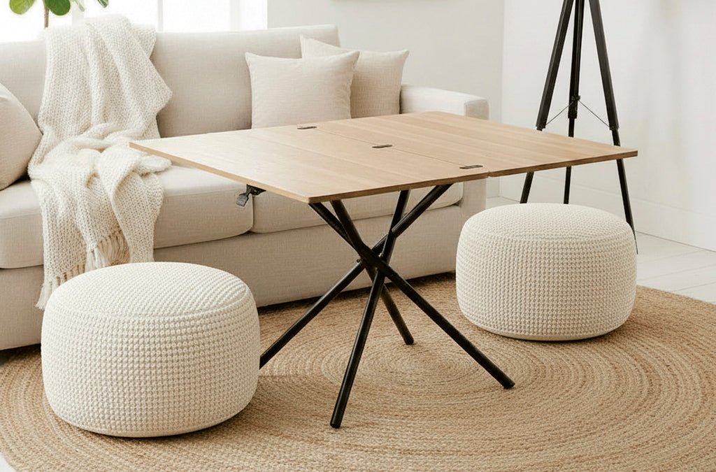 Mesa Centro Elevable y Extensible Katy 100x57 - 114 cm Oak / Negro
