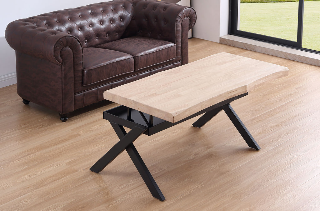 Mesa Centro Elevable Xena 120x66 cm Tapa con Forma Roble