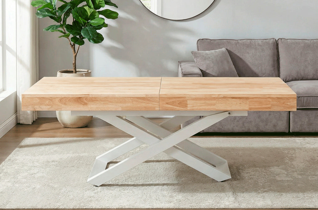 Mesa Elevable y Extensible Troya 160 - 200 - 240x90 cm - Nordish / Blanco