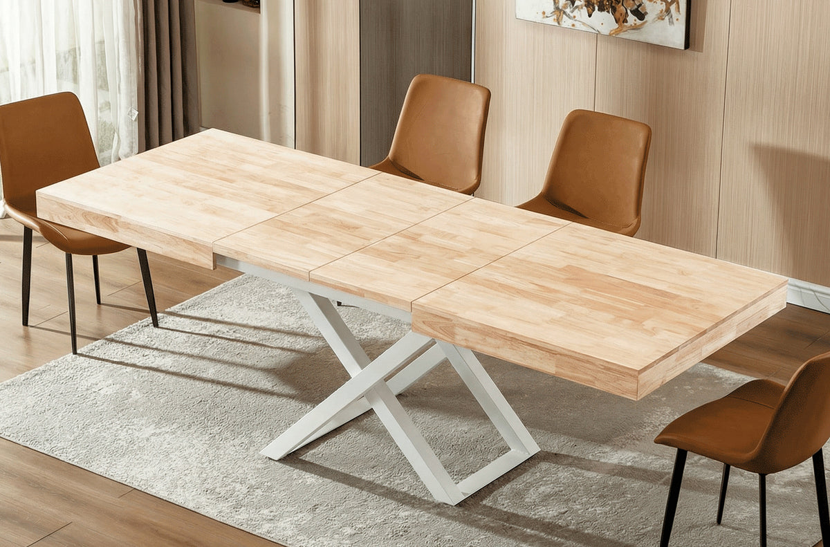Mesa Elevable y Extensible Troya 160 - 200 - 240x90 cm - Nordish / Blanco