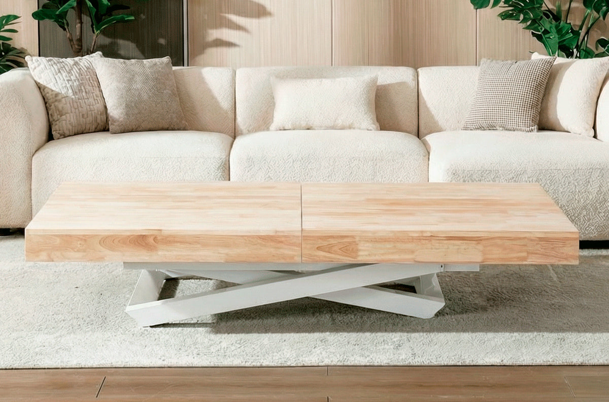 Mesa Elevable y Extensible Troya 160 - 200 - 240x90 cm - Nordish / Blanco