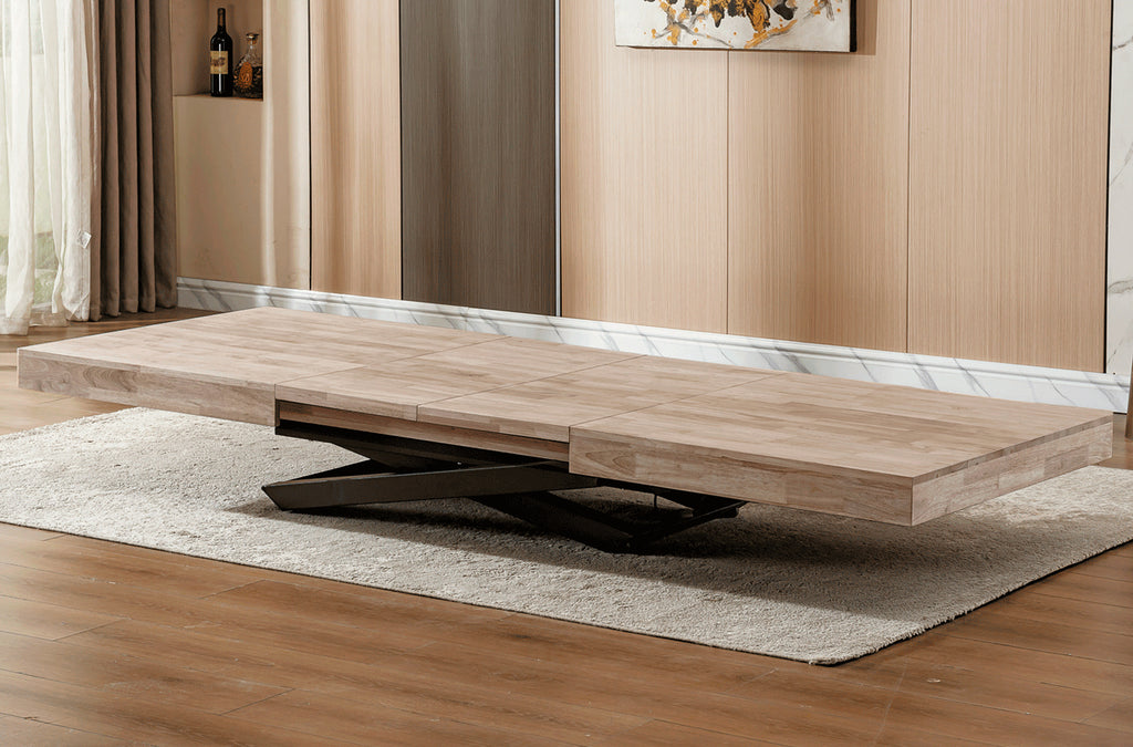 Mesa Elevable y Extensible Troya 160 - 200 - 240x90 cm - Honey / Negro