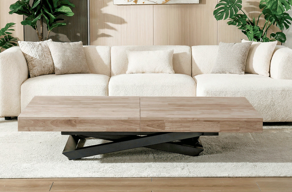 Mesa Elevable y Extensible Troya 160 - 200 - 240x90 cm - Honey / Negro