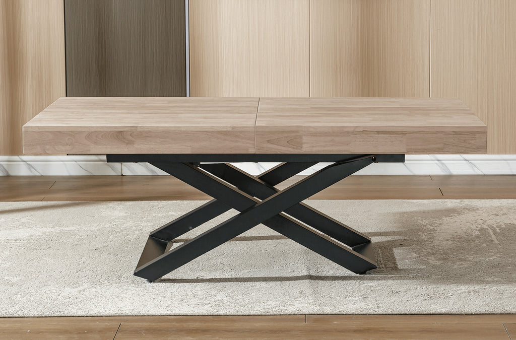 Mesa Elevable y Extensible Troya 160 - 200 - 240x90 cm - Honey / Negro