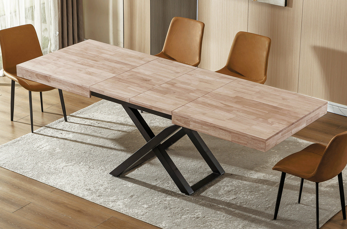 Mesa Elevable y Extensible Troya 160 - 200 - 240x90 cm - Honey / Negro