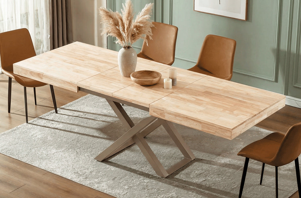 Mesa Elevable y Extensible Troya 160 - 200 - 240x90 cm - Nordish / Taupe