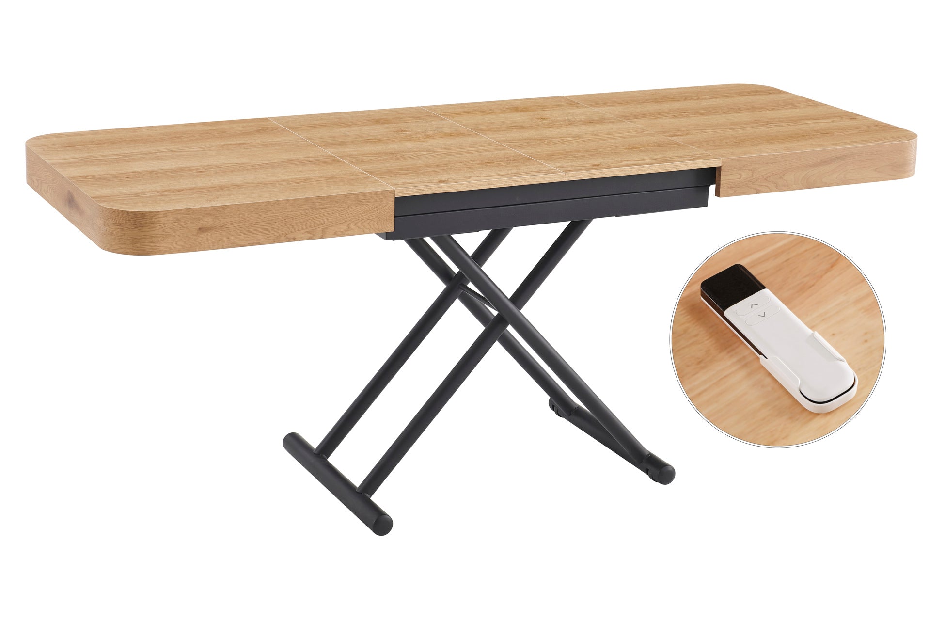 Mesa Centro Elevable y Extensible 120 - 160 - 200 cm con Elevacion Eléctrica Turin Oak - imagen 3