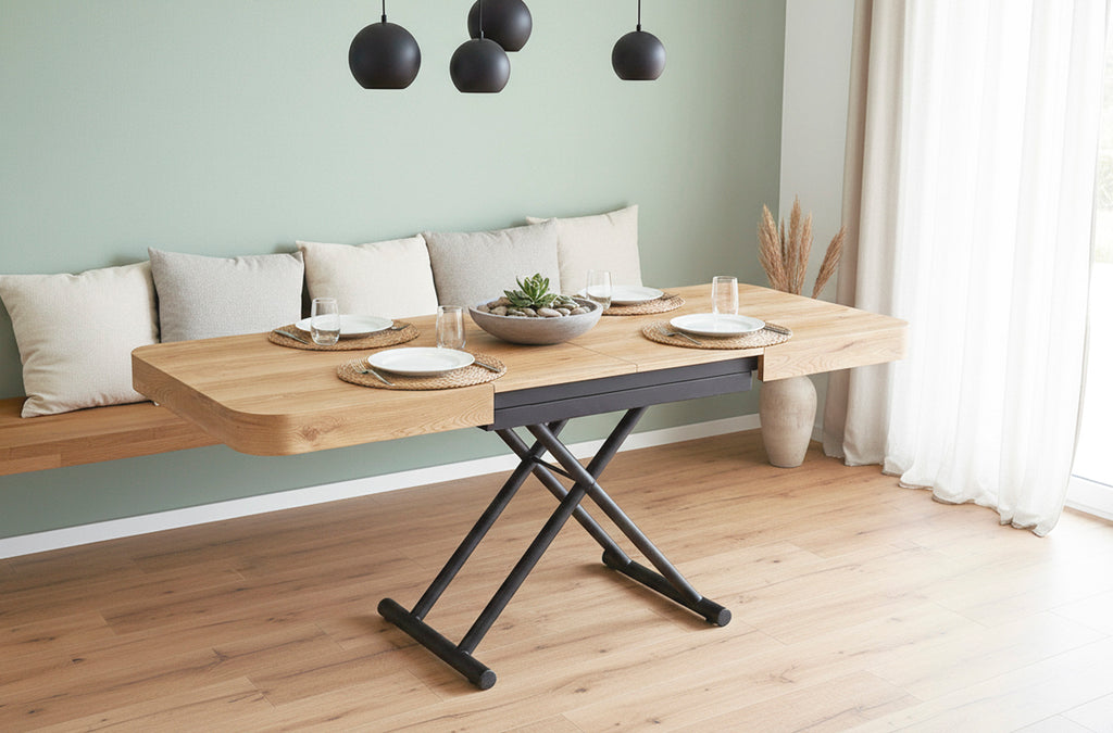 Mesa Centro Elevable y Extensible 120 - 160 - 200 cm con Elevacion Eléctrica Turin Oak - imagen 6