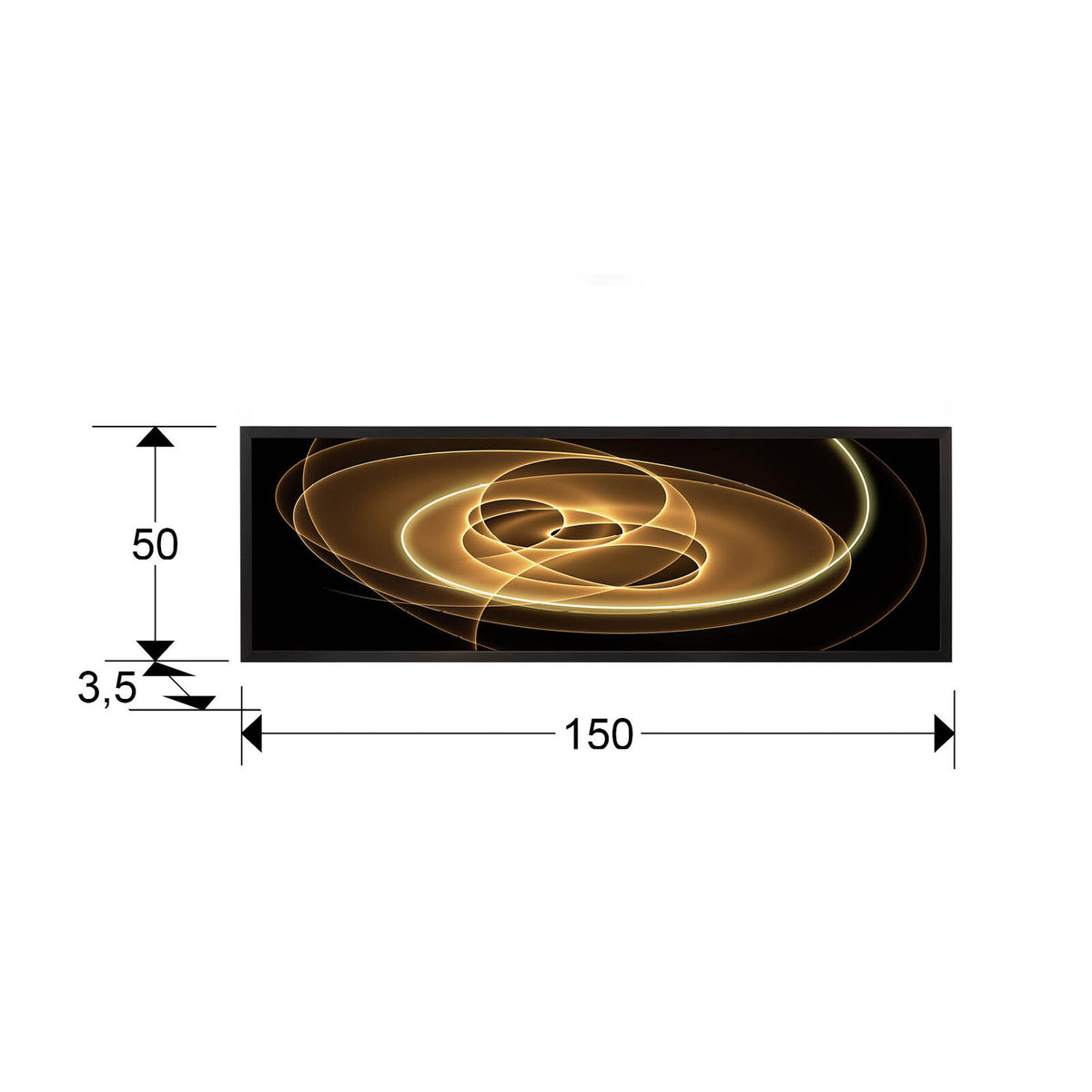 Cuadro con luz LED Trazados 150 × 50 - medidas
