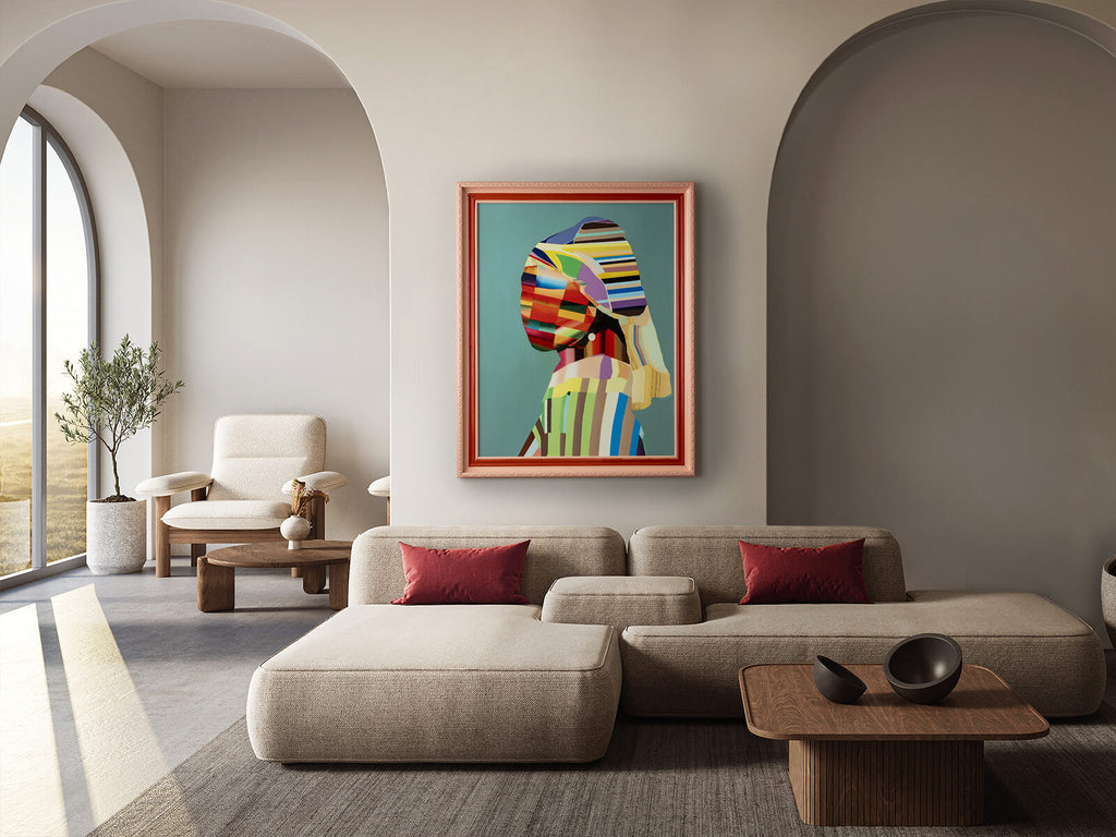 Cuadro Joven con perla POP 84 × 104 cm
