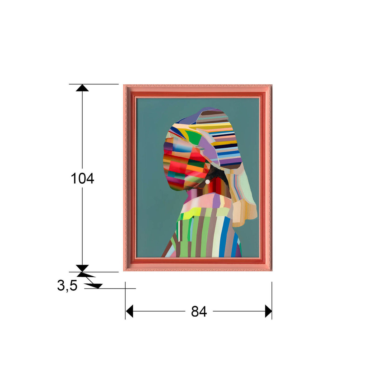 Cuadro Joven con perla POP 84 × 104 cm - medidas