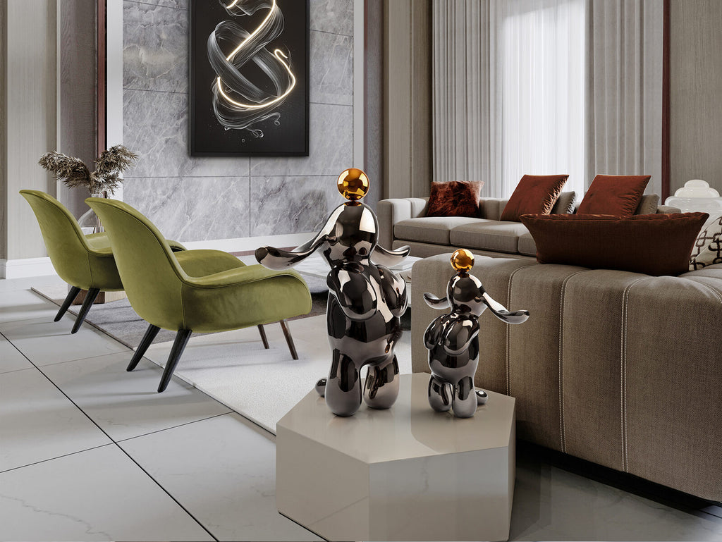 Figura decorativa Conejo pequeña gris y naranja