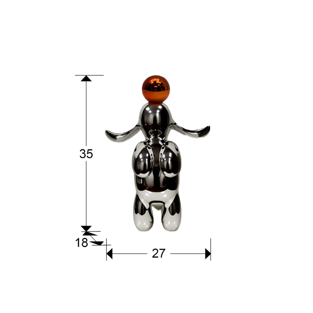 Figura decorativa Conejo pequeña gris y naranja - medidas