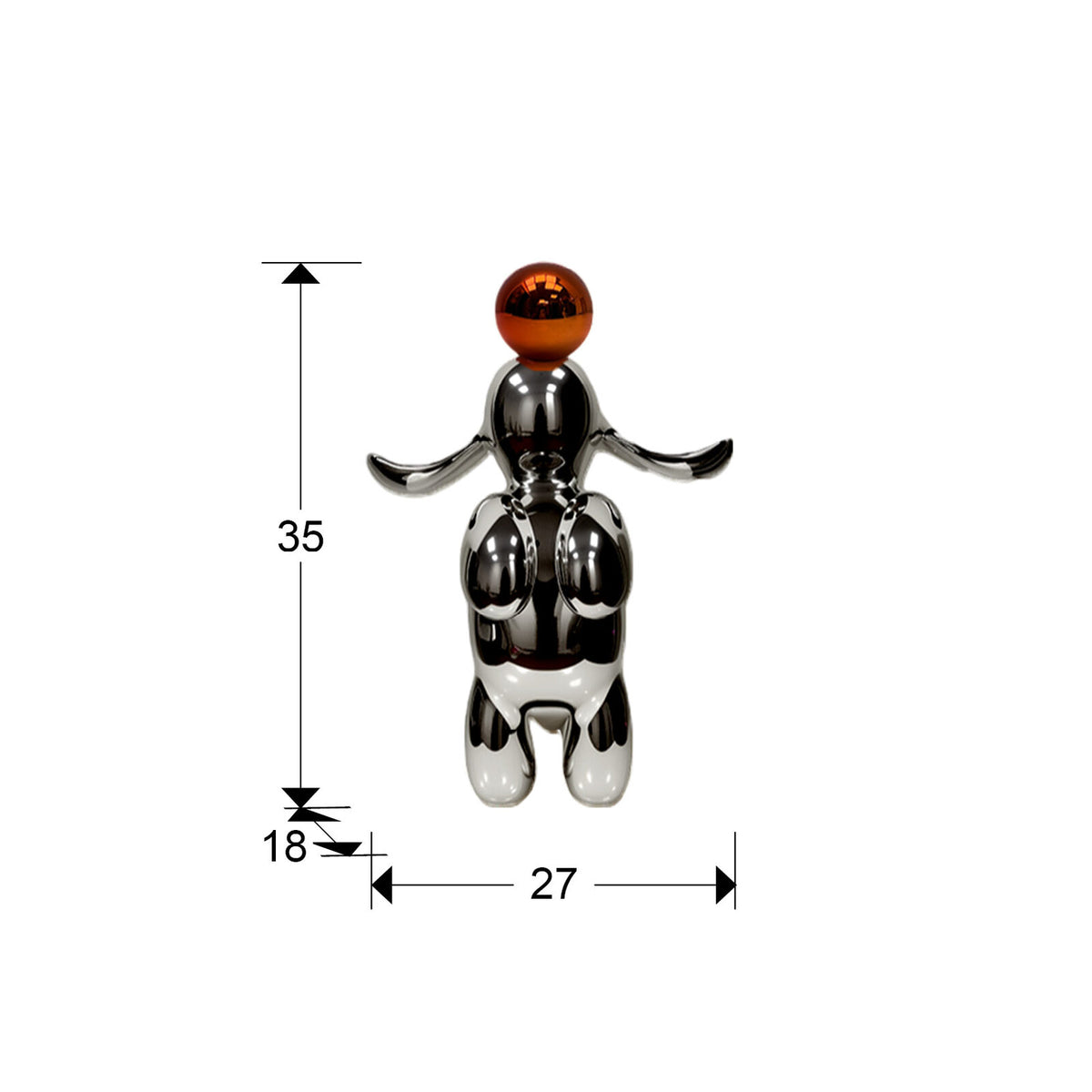 Figura decorativa Conejo pequeña gris y naranja - medidas