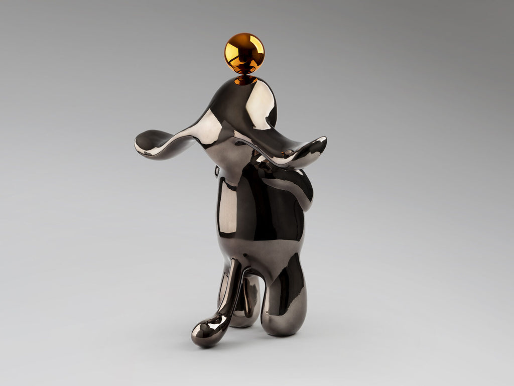 Figura decorativa Conejo mediana gris y naranja