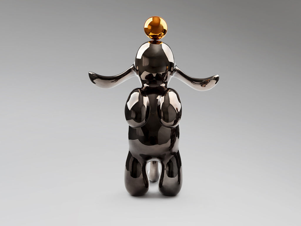 Figura decorativa Conejo mediana gris y naranja