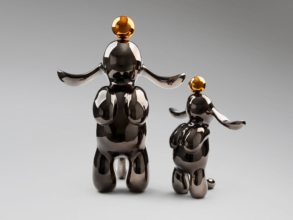 Figura decorativa Conejo mediana gris y naranja