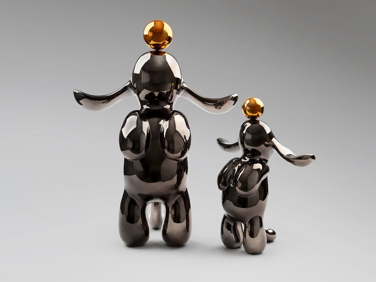 Figura decorativa Conejo mediana gris y naranja