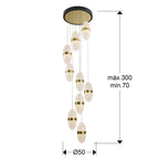 Lámpara de techo Garden 9 luces negro y bronce - medidas
