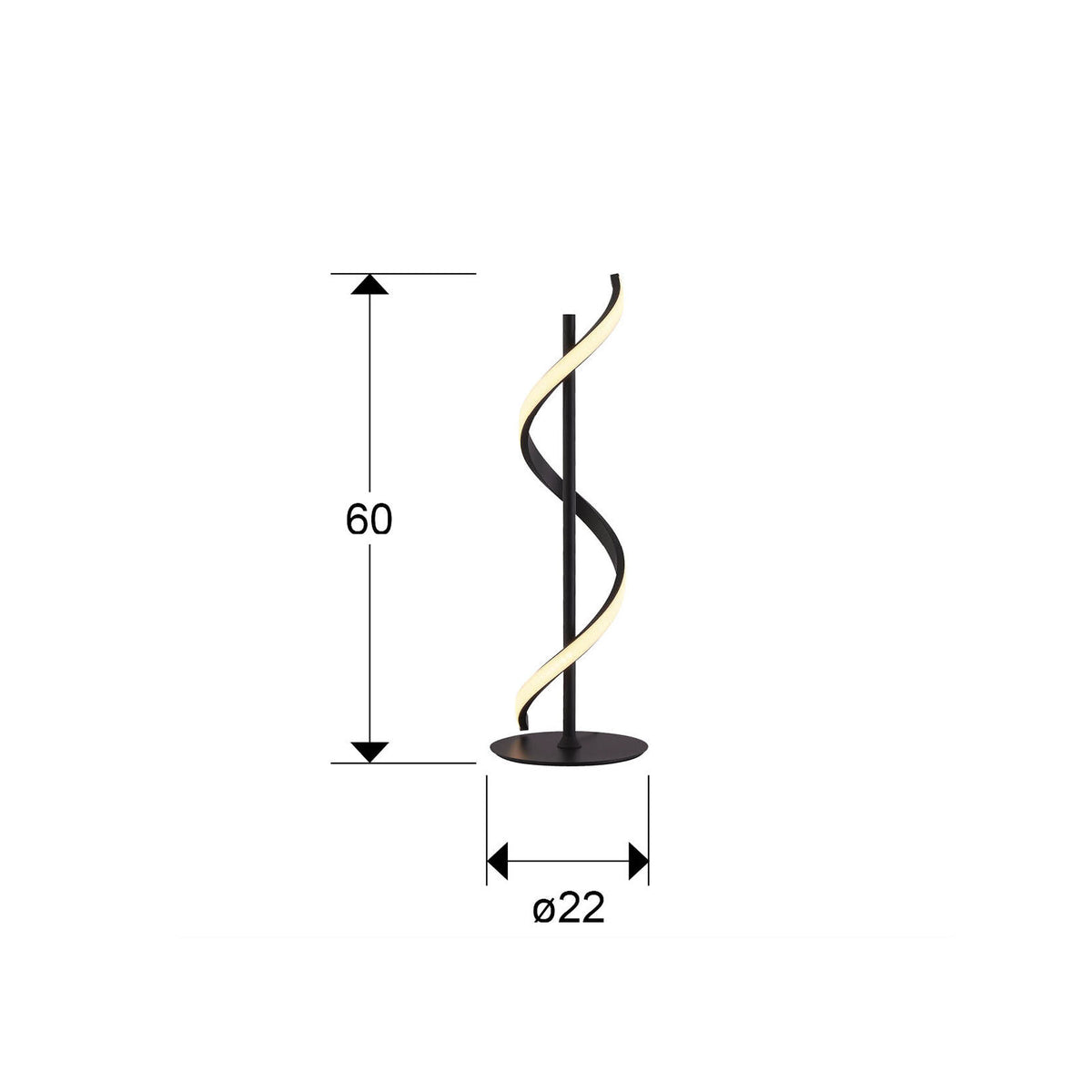 Lámpara de mesa Boa LED negro - medidas