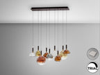 Lámpara de techo Charlize II 9 luces bronce oscuro y colores