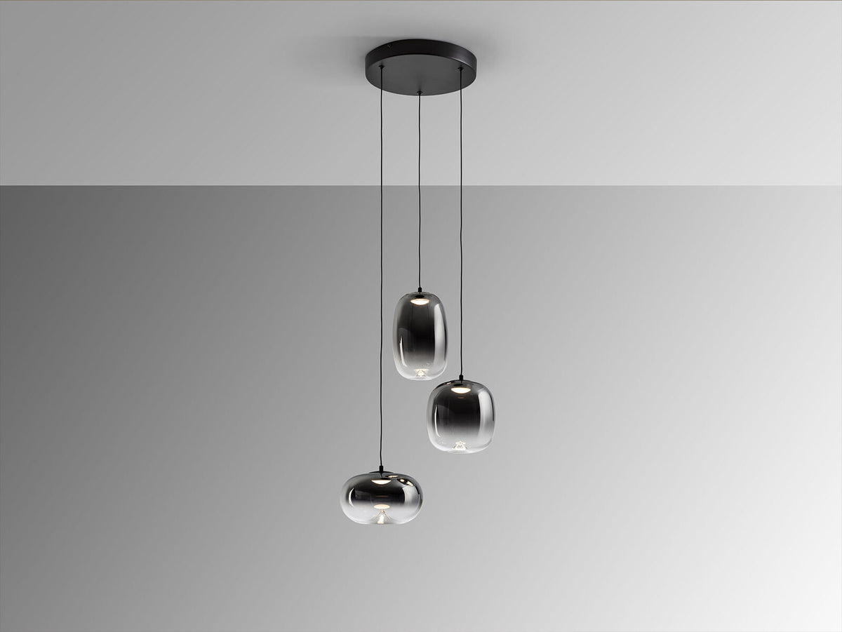 Lámpara de techo Ónice 3 luces negro y smoke Ø33