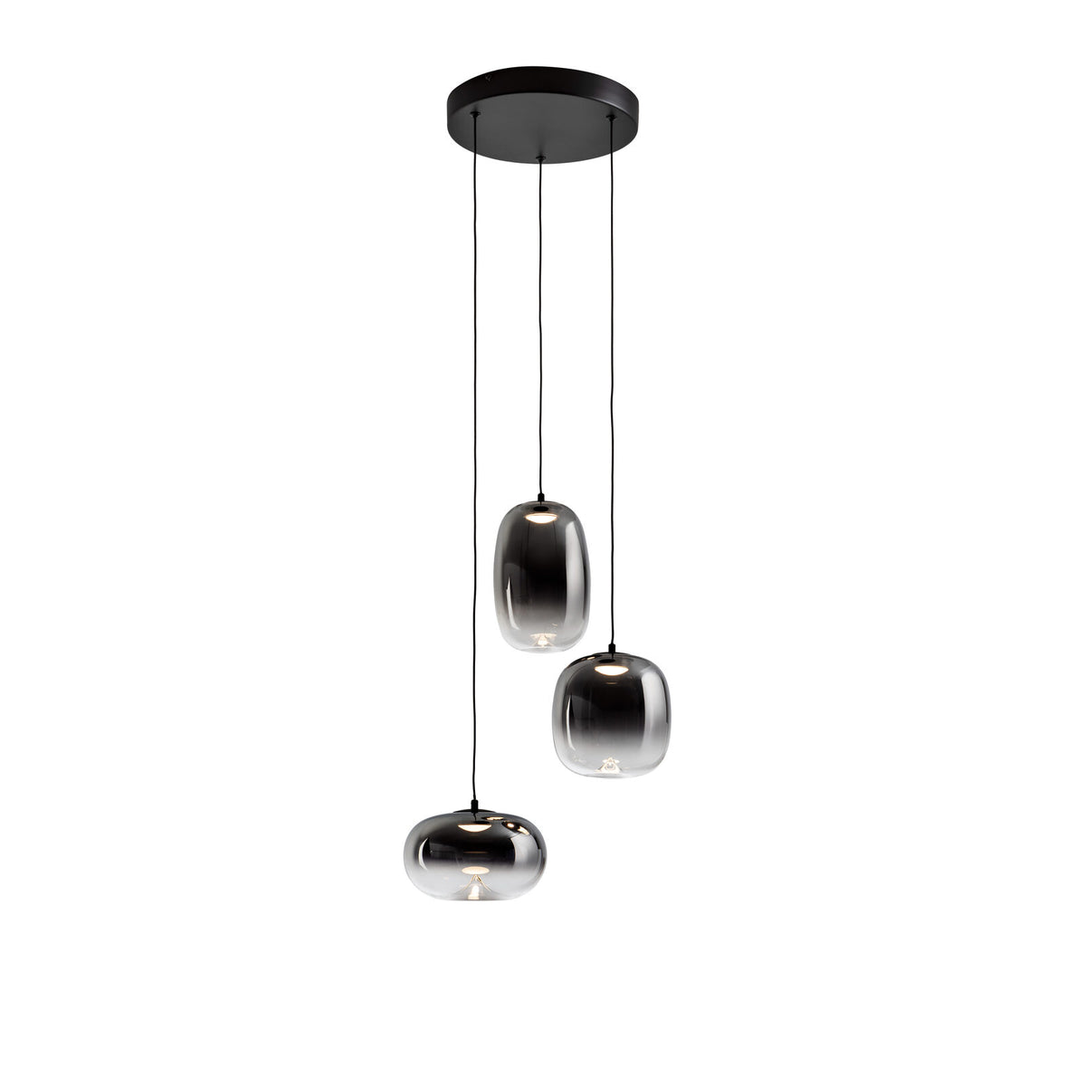 Lámpara de techo Ónice 3 luces negro y smoke Ø33