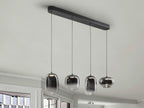 Lámpara de techo Ónice lineal 4 luces negro y smoke