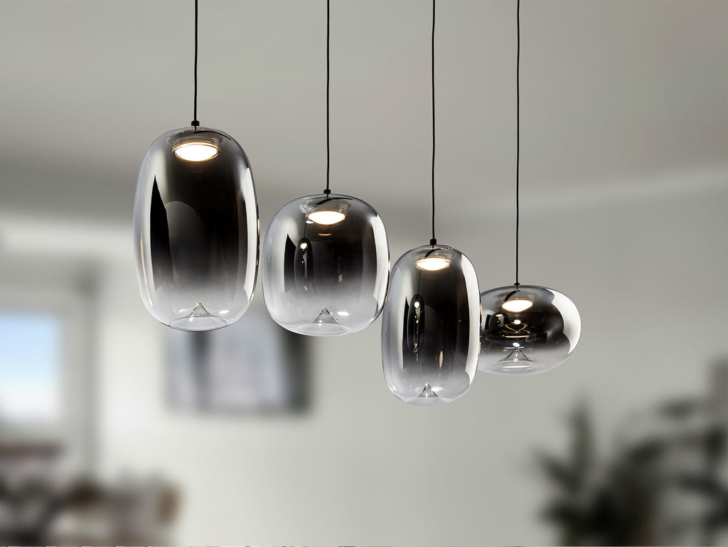 Lámpara de techo Ónice lineal 4 luces negro y smoke