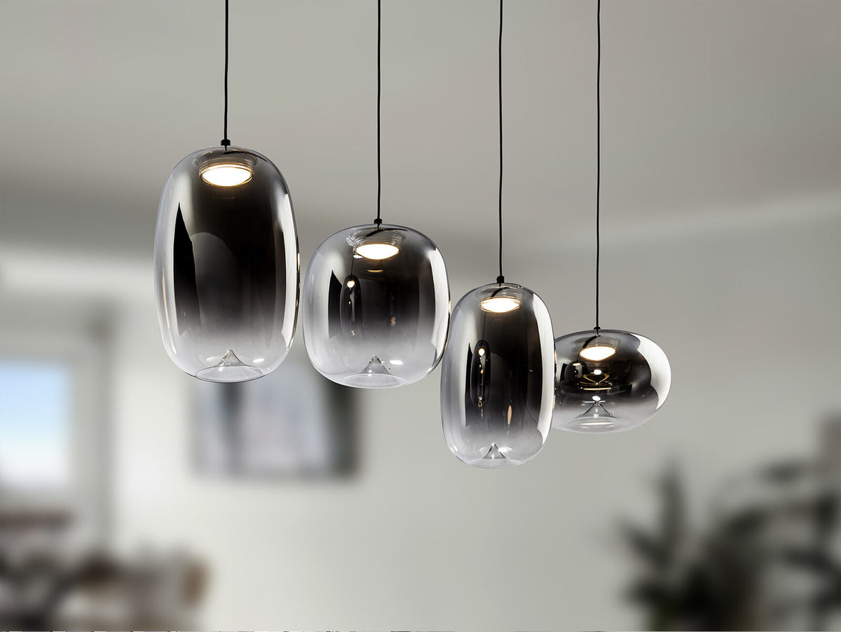 Lámpara de techo Ónice lineal 4 luces negro y smoke