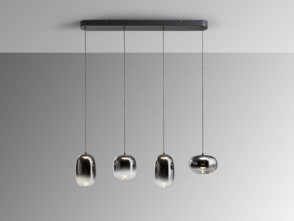 Lámpara de techo Ónice lineal 4 luces negro y smoke