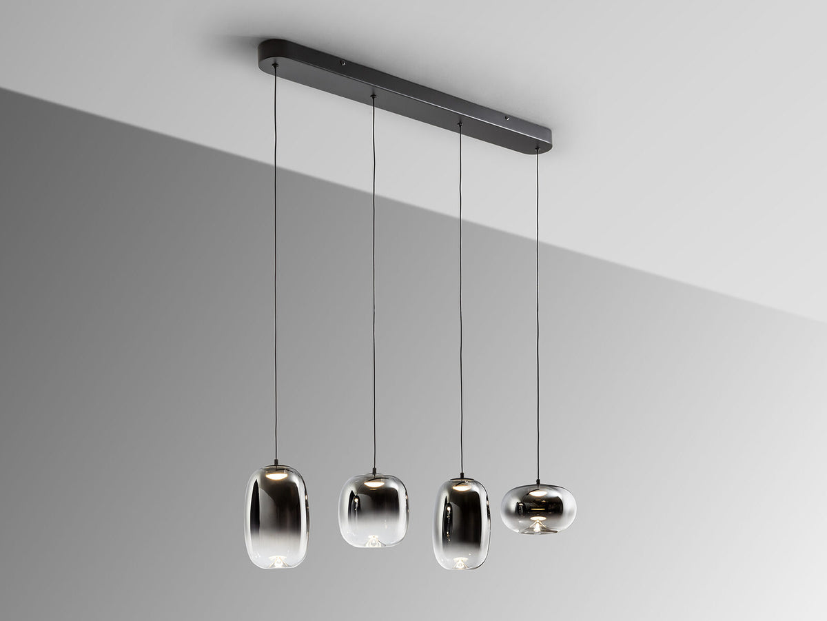 Lámpara de techo Ónice lineal 4 luces negro y smoke