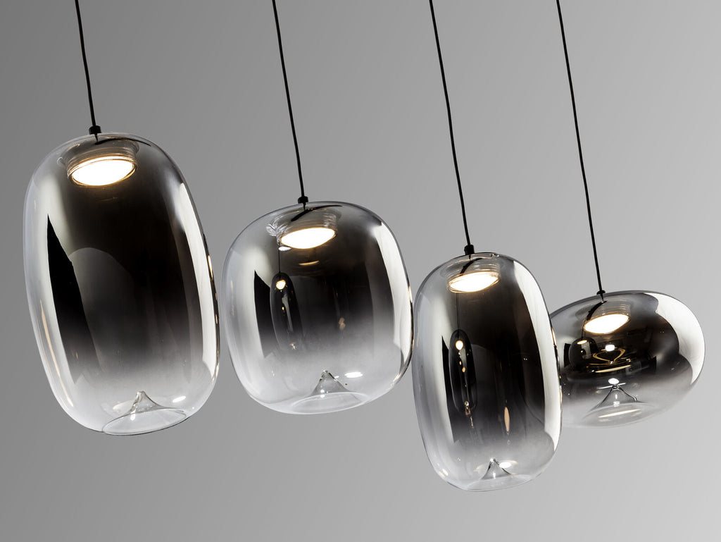 Lámpara de techo Ónice lineal 4 luces negro y smoke