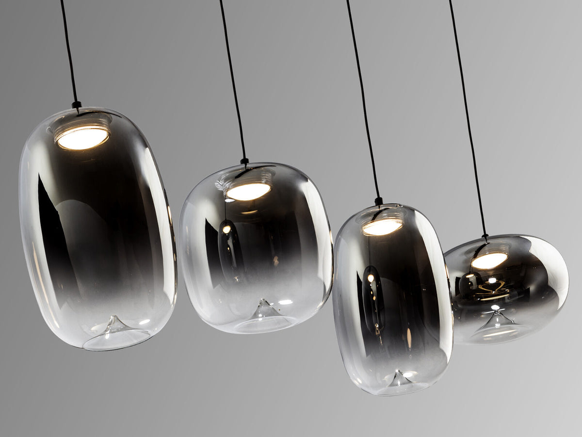 Lámpara de techo Ónice lineal 4 luces negro y smoke