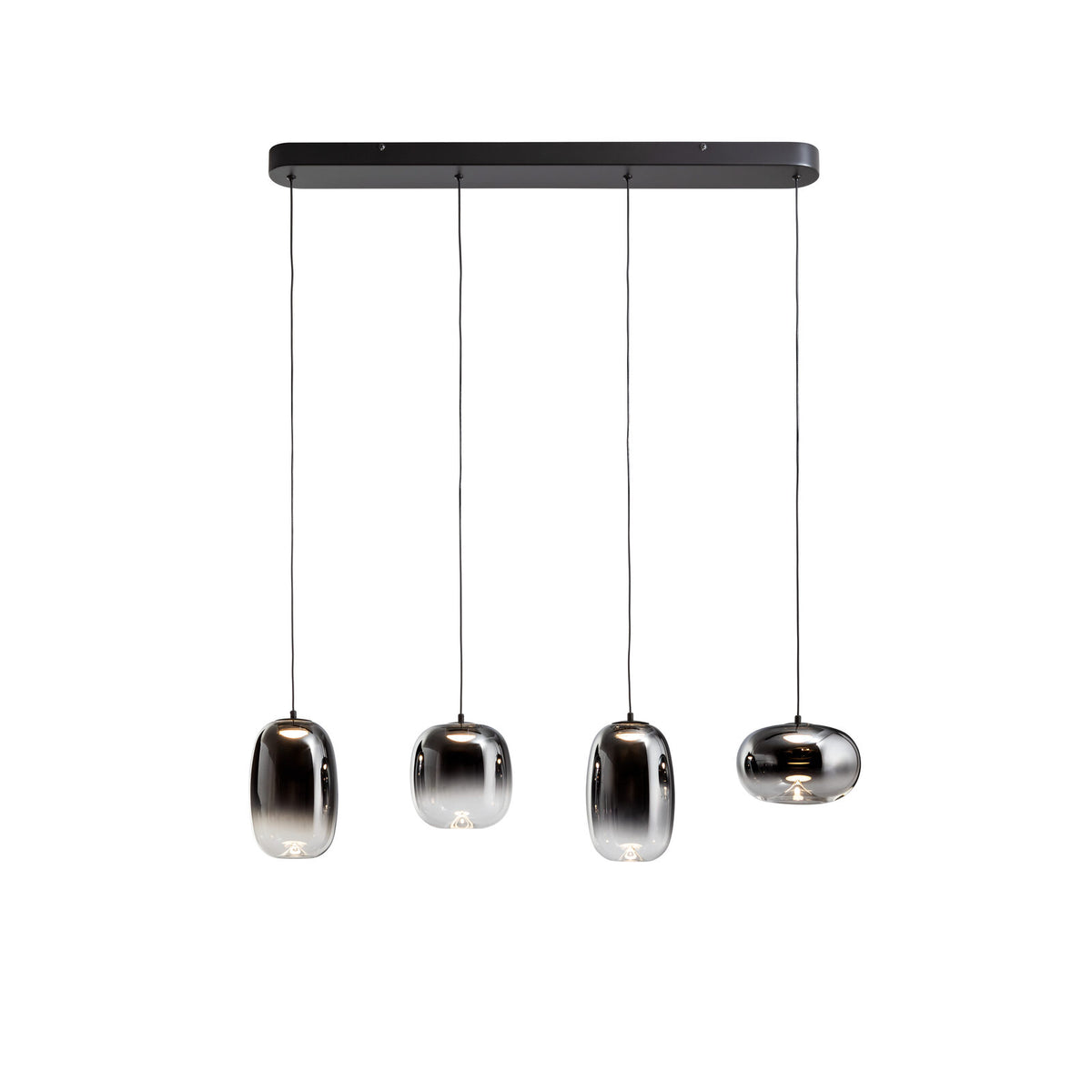 Lámpara de techo Ónice lineal 4 luces negro y smoke
