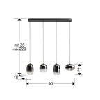 Lámpara de techo Ónice lineal 4 luces negro y smoke - medidas