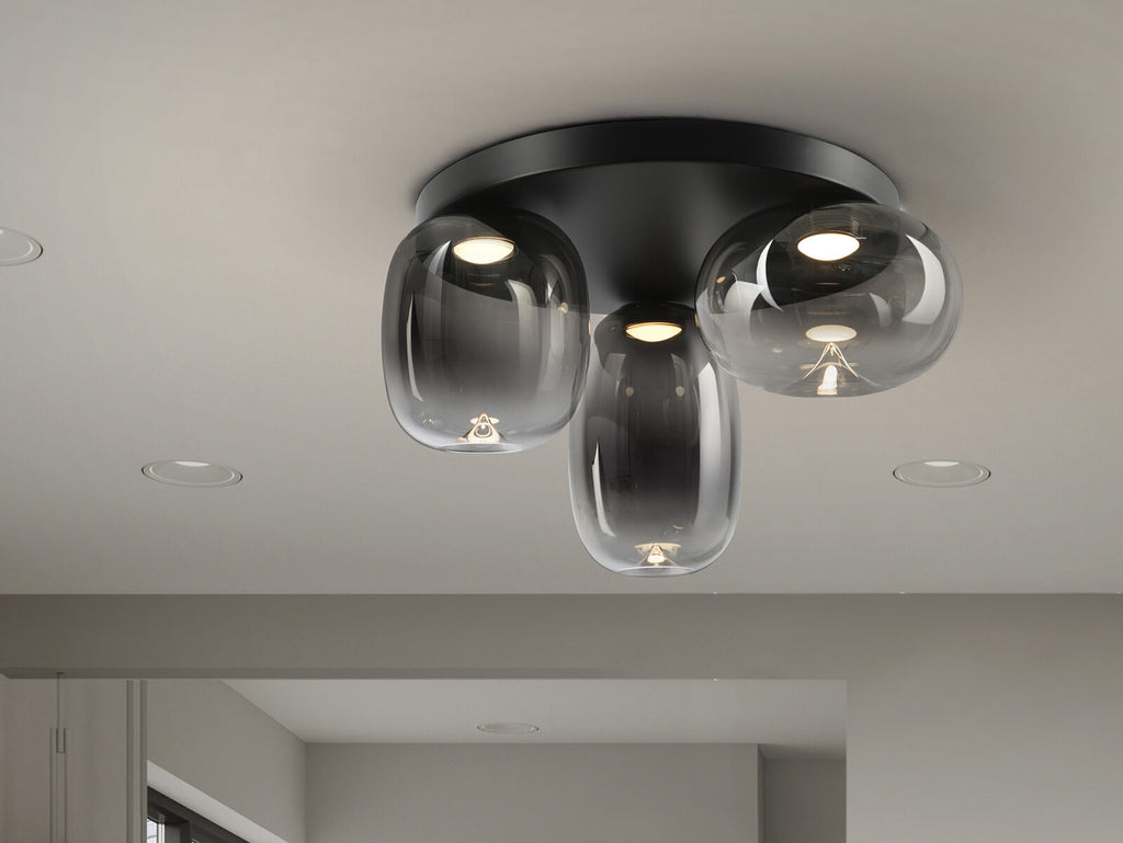 Plafón LED Onice 3 luces negro y smoke regulable en altura