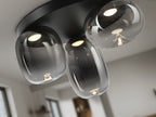 Plafón LED Onice 3 luces negro y smoke regulable en altura