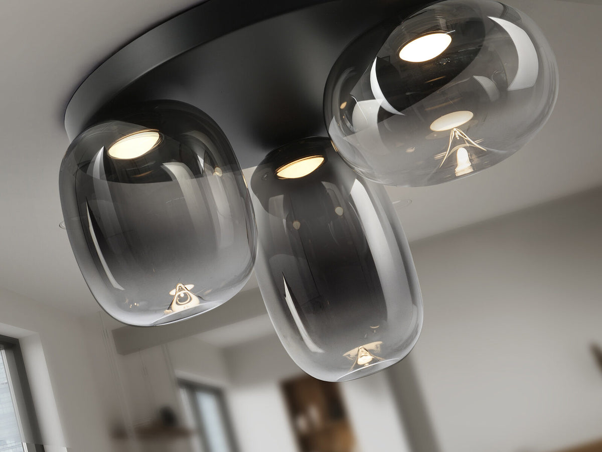 Plafón LED Onice 3 luces negro y smoke regulable en altura