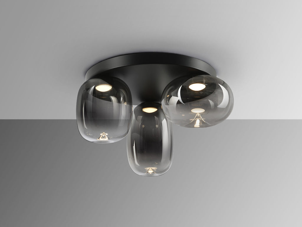 Plafón LED Onice 3 luces negro y smoke regulable en altura