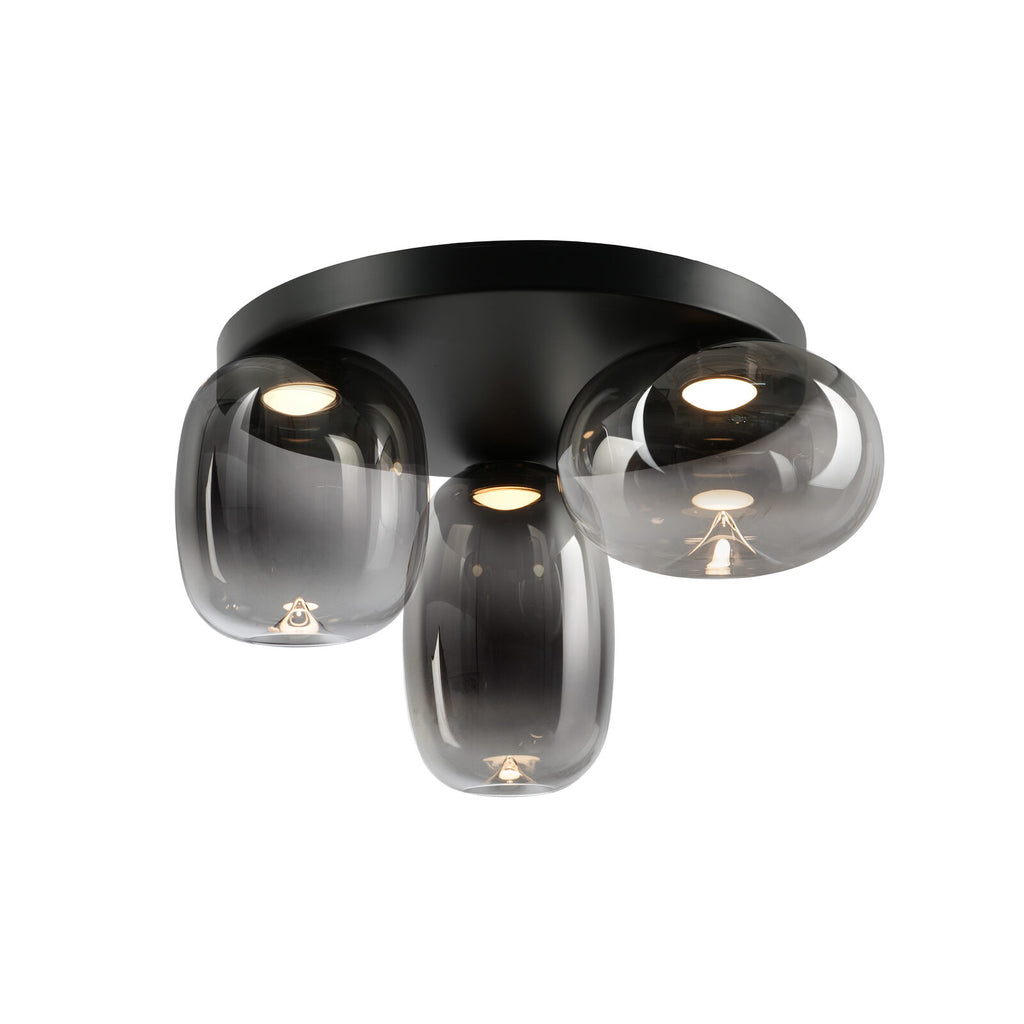 Plafón LED Onice 3 luces negro y smoke regulable en altura