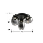 Plafón LED Onice 3 luces negro y smoke regulable en altura - medidas