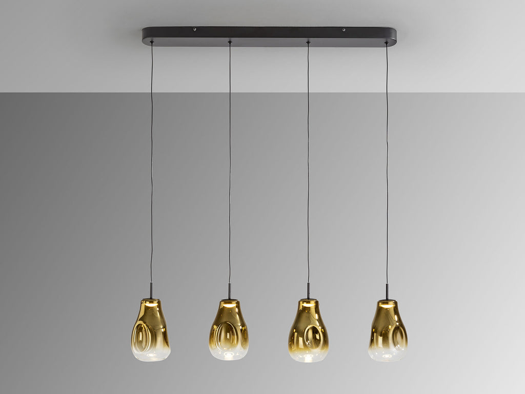 Lámpara de techo Aledis 4 luces negro y dorado