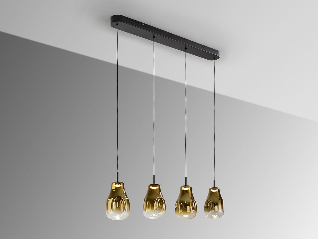 Lámpara de techo Aledis 4 luces negro y dorado