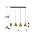 Lámpara de techo Aledis 4 luces negro y dorado - medidas