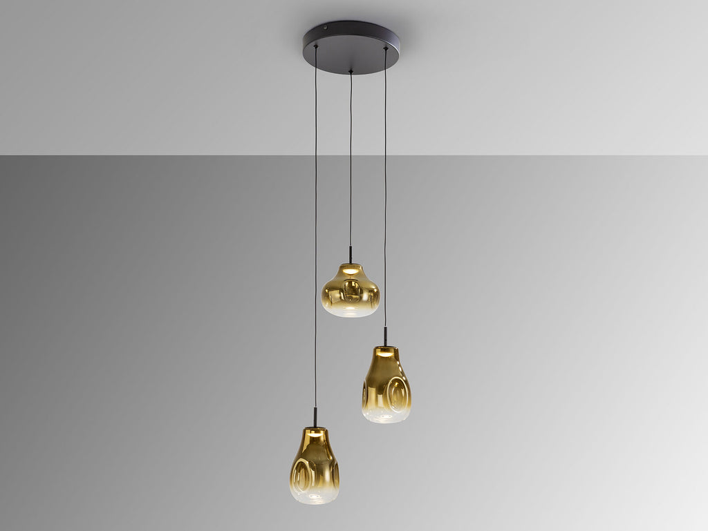 Lámpara de techo Aledis 3 luces negro y dorado