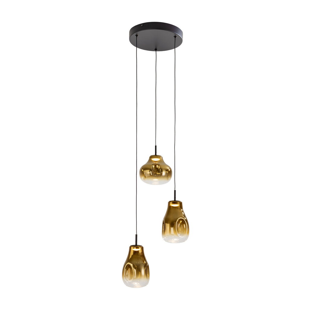 Lámpara de techo Aledis 3 luces negro y dorado