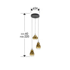 Lámpara de techo Aledis 3 luces negro y dorado - medidas