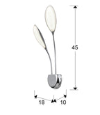 Aplique LED Lucila 2 luces cromo - medidas